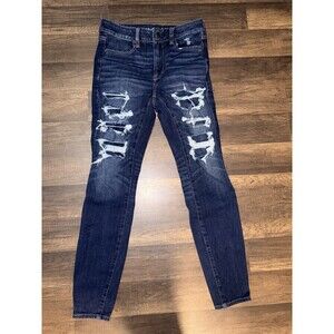 American Eagle Women's Hi Rise Jegging Jeans Size 6 Blue Denim Stretch